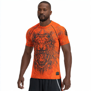 Athletic Workout Rash Guard <b>Men</b> Lightweight Quick Dry Short Sleeve Compression <b>Top</b> <b>Men's</b> 100% Polyester <b>Swim</b> Beach Shirt <b>Mens</b> - Product Image 5