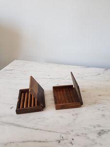 กล่องไม้วอลนัทแบบบางกล่องไม้สีดำแนววินเทจหรูหราที่เก็บบุหรี่ที่เก็บของได้เองสำหรับเป็นของขวัญ - Product Image 2