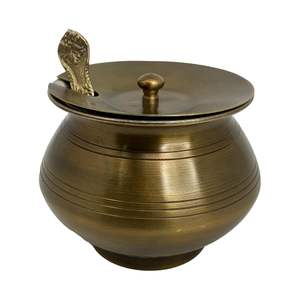 Fournisseur en vrac Pot de Ghee Laiton fini mat avec revêtement en étain Ustensile en laiton Pital pour le stockage ou l'huile - Product Image 1