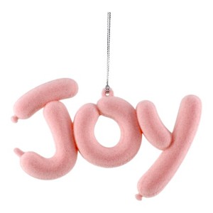 Decoración Navideña Popular para el Hogar, Globo Acrílico de Terciopelo Rosa Macaron con la Frase 'Felicidad y Alegría' - Product Image 1
