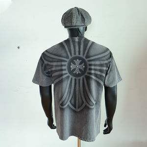 T-shirts pour hommes en coton 100% personnalisés OEM, col rond, effet délavé, haute qualité, coupe oversize, style streetwear, fabricant - Product Image 4