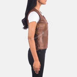 Chaleco de cuero genuino para mujer, Chaleco de cuero a la moda para uso en invierno, Chaleco de cuero recién llegado a la venta - Product Image 6