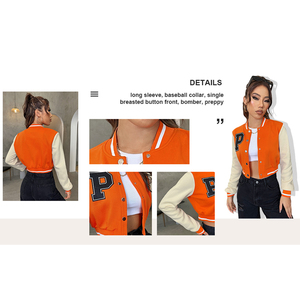 Chaquetas cortas de moda para mujer Chaquetas cortas de béisbol con letras para mujer - Product Image 6