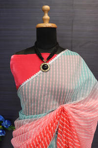 ชุดส่าหรีพิมพ์ลายดอกไม้ผ้าออร์แกนซ่า leheriya คอลเลกชันพรีเมียมพร้อมงานลูกไม้สวยงามสำหรับเด็กผู้หญิงของขวัญมีวางจำหน่ายจากอินเดีย - Product Image 2