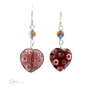 Beaded Resin Floral <b>Heart</b> <b>Earrings</b> - Product Image 4