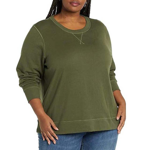 Sweat-shirt décontracté à col rond pour femme, 380 GSM, poids lourd, streetwear, 100% coton, brodé, uni, ample, surdimensionné, devant - Product Image 2