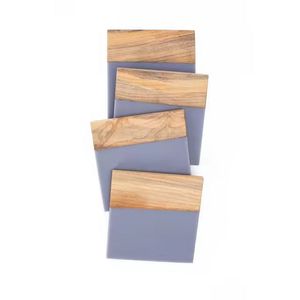 Creative Look Round Acacia <b>Wood</b> and Resin Coasters for <b>Tea</b> Coffee Drinks Resin <b>Wood</b> Coaster <b>Set</b> for Hot Selling - Product Image 4