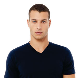 T-Shirt à manches courtes col en v unisexe, 100% Airlume, en coton peigné et avec anneau, simple, 4.2 oz, bleu marine - Product Image 4