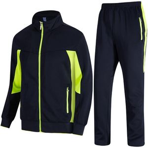 <b>Navy</b>/Fluorescent/Green Men's Tracksuit Sweatsuits for Men Sweat Track Suits 2 Piece Casual Athletic Jogging Warm up Full Zip Set - Product Image 1