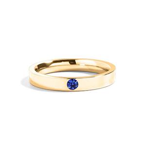 Bague empilable en or saphir Dainty Blue Gemstone Band Bague en or minimaliste Septembre Birthstone Everyday Simple Gold Jewelry - Product Image 1