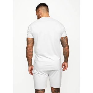 Twinset 100% coton pour hommes, respirant, confortable, blanc, manches courtes, col rond, coupe ajustée pour l'été, style High Street, grande taille - Product Image 4