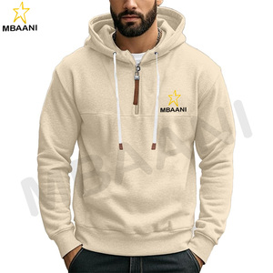 Pull à capuche en polaire pour hommes, manches longues, fermeture éclair, mode. - Product Image 1