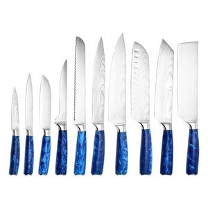 Vente en gros personnalisé OEM ODM Coutellerie Couteau de chef avec manche en résine bleue Couteau de cuisine en acier inoxydable et métal - Product Image 4