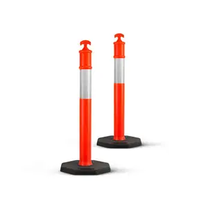 P0426 Australian Standard Traffic Safety Bollard Delineator Post Black Heavy-Duty Base Plastic PE Warning Reflective Bollards