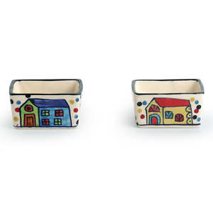 กระท่อม2หลังสไตล์โบฮีเมียน, ชามเซรามิกสำหรับวันหยุดปีใหม่ชุด2ชิ้น - Product Image 3