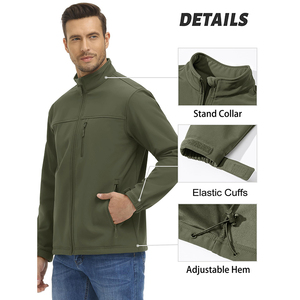 Chaqueta Softshell Premium para hombre 2025, impermeable, transpirable, de lona, cuello levantado negro, cierre completo de cremallera, alta calidad, alto invierno - Product Image 4
