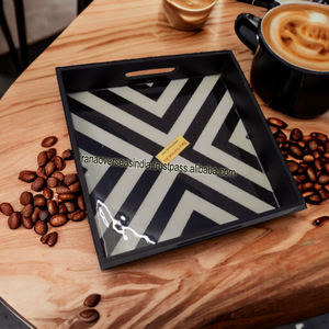 ถาดไม้สำหรับเสิร์ฟอาหารถาดเสิร์ฟอาหารทรงสี่เหลี่ยมมีหูจับพิมพ์ลาย MDF โลโก้ตามสั่งแบบหรูหราเป็นมิตรต่อสิ่งแวดล้อม - Product Image 4