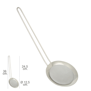 Skimmer Mesh in acciaio inossidabile O/ 12,5 cm. Con manico 24,5 cm. - Product Image 1