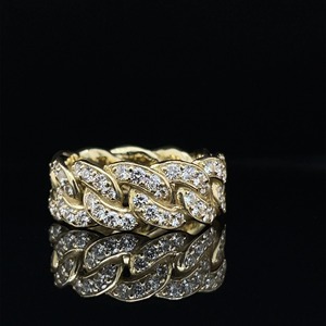 Bague de fiançailles de luxe pour femme en argent 925 plaqué or jaune, sertie de diamants taille brillant clarté VVS, monture en canal - Product Image 1