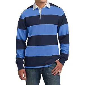 Camisa de rugby extragrande de manga larga de LICRA de algodón para hombre, diseño de lona sólida bordada a la moda, logotipo personalizado rápido para camisetas - Product Image 1