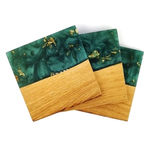 ที่รองแก้วทองเหลืองฝังหินอ่อนแผ่นรองแก้วเรซิ่นทรงสี่เหลี่ยมกันความร้อนแผ่นรองแก้วสำหรับห้องครัว - Product Image 5