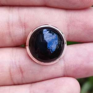 925 Sterling <b>Silver</b> Handmade Women's <b>Statement</b> <b>Ring</b> Black Onyx Round Gemstone with Rhodium Plating Black Onyx <b>Silver</b> <b>Ring</b> - Product Image 6