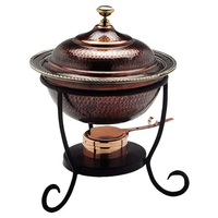 Plat à chafing en cuivre de haute qualité, écologique, finition martelée antique, pour restaurant et hôtel, décoratif, alimenté au gaz, capacité 1 Qt