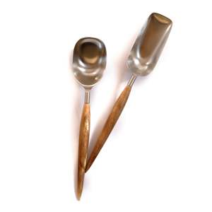 Servidor de ensalada de acero inoxidable VENTA CALIENTE Cubiertos Selandia Servidor de ensalada de ratán Juego de 2 HECHO EN INDIAA - Product Image 4