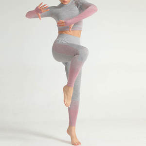 Conjuntos de Yoga de dos piezas de alta calidad para mujer, ropa deportiva atlética de alta elasticidad, conjunto de gimnasio de Yoga de Color único sin costuras - Product Image 5