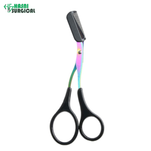 Tijeras Quirúrgicas Profesionales para Cejas con Peine, Hoja Curva de Acero Inoxidable - Product Image 1
