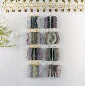 Amatista electrochapada rebanada par 925 plata esterlina 14K chapado en oro hecho a mano suministro de joyería de cristal Natural - Product Image 4