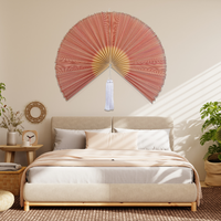 Tissé à la main rose naturel bambou ventilateur mur Art décoration grand Kingcraftviet inspiré Vietnam maison suspendu ventilateur tête de lit créatif