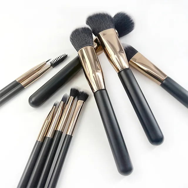 Wholesale In Stock 10pcs Black Makeup Brush Set High Quality Kit Make Up Brushes Oval