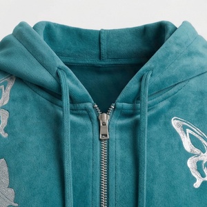 Conjunto Deportivo de 2 Piezas para Mujer, Sudadera con Capucha y Cremallera, Pantalones Deportivos, Diseño Casual, Ecológico, con Logotipo de Pedrería, Estilo Urbano, Algodón - Product Image 4