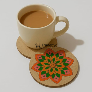 Juego de 4 posavasos de MDF Tradebyd, alfombrillas ecológicas elegantes para bebidas, posavasos reutilizables para Decoración de mesa para espacios de comedor - Product Image 1