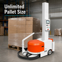 Machine d'emballage de palettes semi-automatique JINWEI avec robot mobile PLC, autopropulsée, alimentée par batterie, pour emballage de palettes lourdes