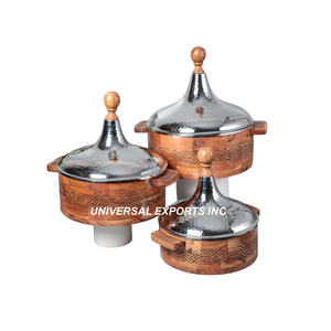 Diseño personalizado hecho a mano de lujo cazuela forma redonda nuevo Metal Hotpot calentador de alimentos con estilo clásico - Product Image 6