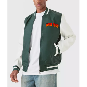 Veste de baseball en cuir sur mesure en gros, veste varsity, streetwear pour hommes, imperméable, respirante, fermeture éclair sur le devant - Product Image 4
