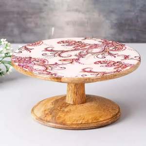 Support à gâteau en émail imprimé de luxe, fait main, écologique, élégant, en bois, pour desserts, passe au lave-vaisselle, idéal pour les mariages - Product Image 3