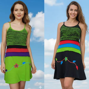 Robe de bonneterie de Style bohème pour femmes sans manches souffle élégant à la mode bonneterie dentelle bouton cristal fermetures à glissière motif gland - Product Image 1