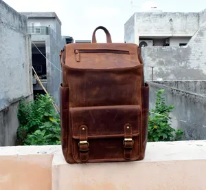 Vente en gros de sacs à dos en cuir véritable personnalisés sac à dos pour ordinateur portable nouveau design classique randonnée fermeture à glissière collège voyage sac à dos - Product Image 2