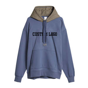 Sudadera con capucha de algodón teñido liso bordado con estampado personalizado clásico de calle, Colección juvenil ecológica de gran tamaño - Product Image 2