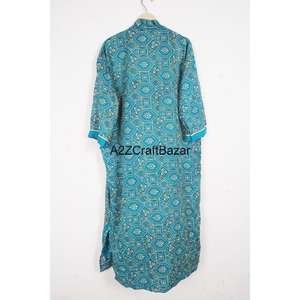 Womens <b>Long</b> Silk <b>Kimono</b> <b>Robe</b> Vintage Sari Patchwork Floral Design Full Length Lounge Sleepwear Summer Soft Elegant Wear - Product Image 6