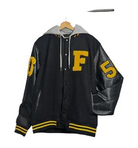 Chaquetas universitarias de lana personalizadas al por mayor de tendencia superior para hombre, chaquetas universitarias con mangas de cuero de bombardero de béisbol para hombre - Product Image 1