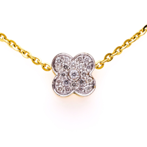 สร้อยคอจี้ดอกไม้เคลือบทองหรูหรา ประดับเพชรทรงกลมสีน้ำเงิน สำหรับงานแต่งงานแบบบูติก - Product Image 3