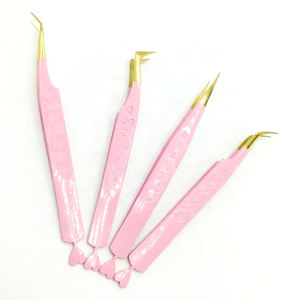 Pinzas para Pestañas de Acero Inoxidable Rosa, Diseño de Corazón, Agarre Sencillo, Pinzas para Extensión de Pestañas con Empaque de Caja de Cartón - Product Image 3