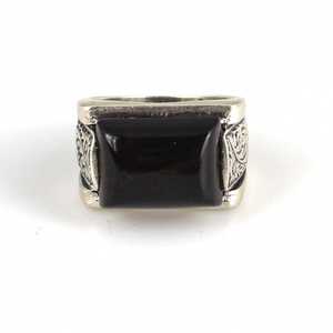 925 Sterling Silver Men's Rectangular <b>Ring</b> with Black Onyx Stone Rhodium & Gold Plated for Everyday Wear Gemstone Jewelry - Product Image 5