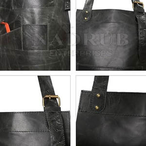 Premium Vintage Leather BBQ Cooking <b>Apron</b> <b>Waterproof</b> Custom Logo Option Duty Canvas Leather for Restaurant & Bar Uniforms - Product Image 2