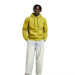 2025 Acide Lavé Hommes Polaire Pull À Capuche 100% Coton Uni Teint Logo Personnalisé Solide Broderie Hiver - Product Image 1