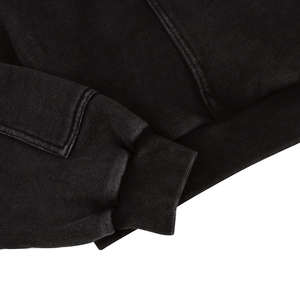 Sudadera con Capucha Unisex, Estilo Desgastado, con Parches, Lavado Ácido, Cierre de Cremallera, Corte Recto, Color Sólido, Tejido Grueso, 100% Algodón, Felpa, Estilo Vintage - Product Image 6